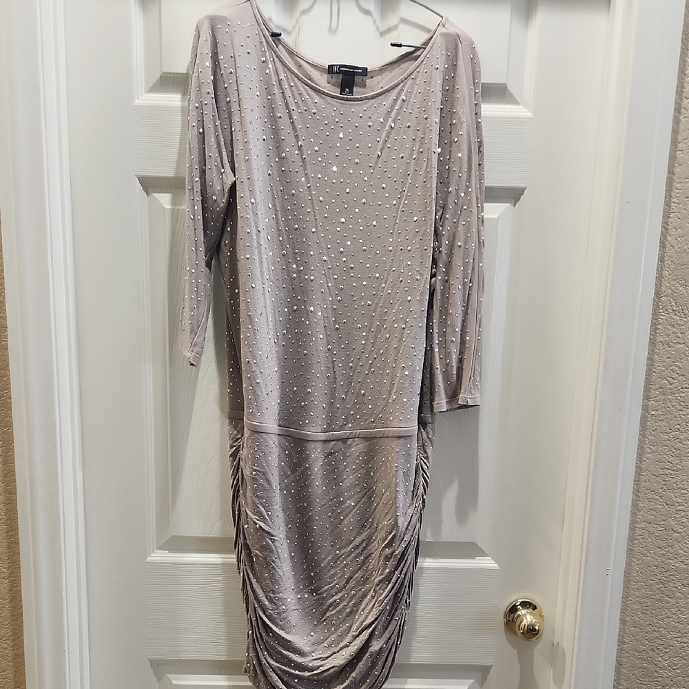 Elegant Taupe Ruched Dress